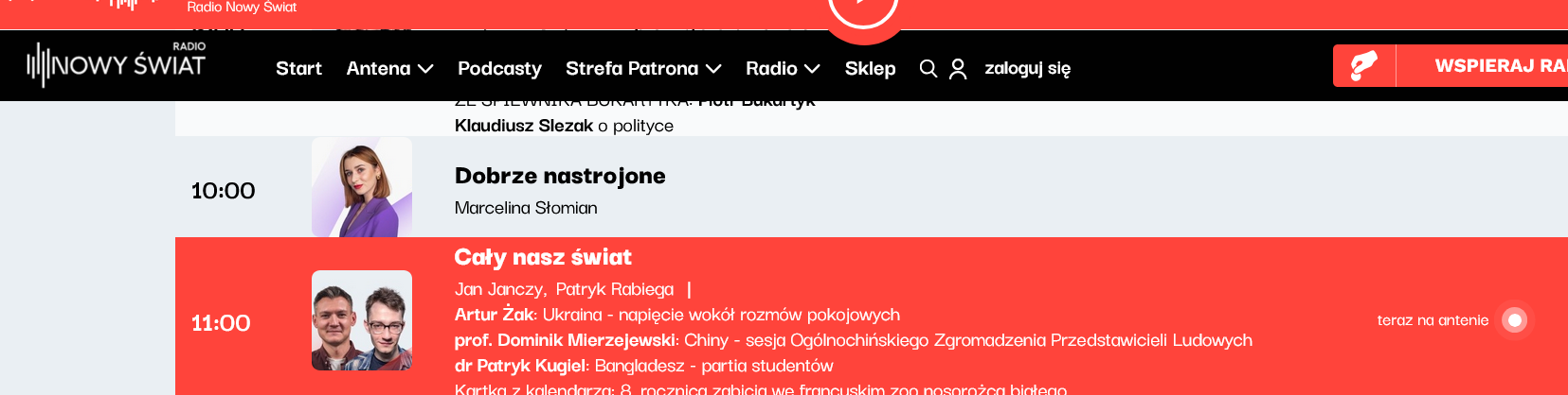 Zrzut ekranu strony internetowej radia Nowy Świat