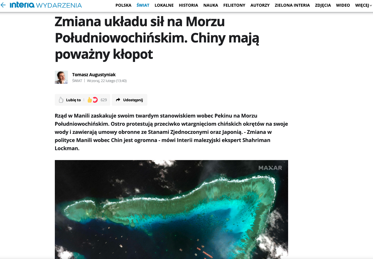 Zrzut ekranu z portalu Interia Wydarzenia/A screenshot from the Interia Wydarzenia website