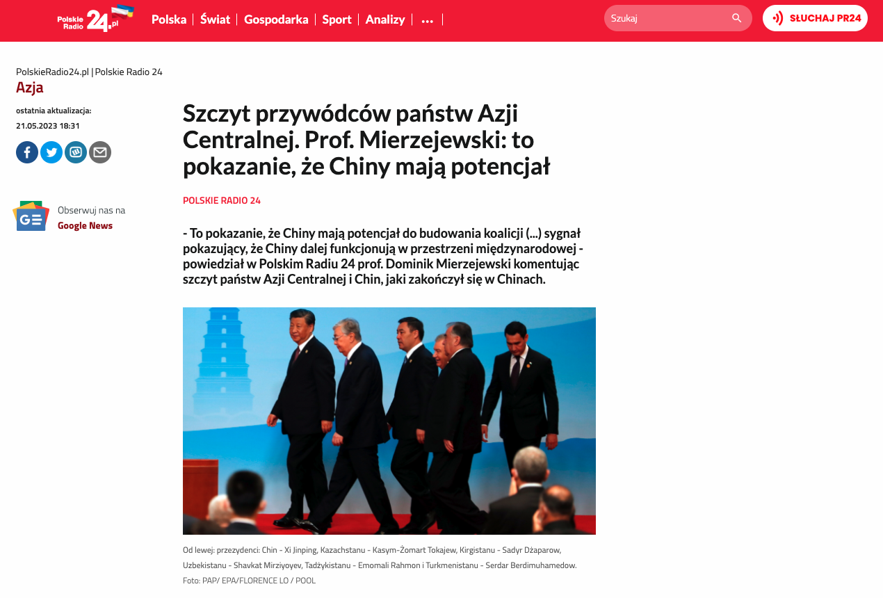 Zrzut ekranu strony internetowej Polskiego Radia/Screenshot of the Polskie Radio website