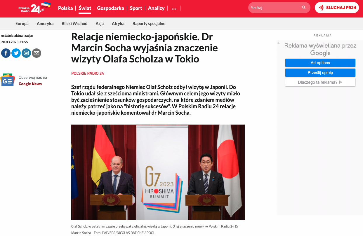 Zrzut ekranu strony internetowej Polskiego Radia/Screenshot of the Polskie Radio website