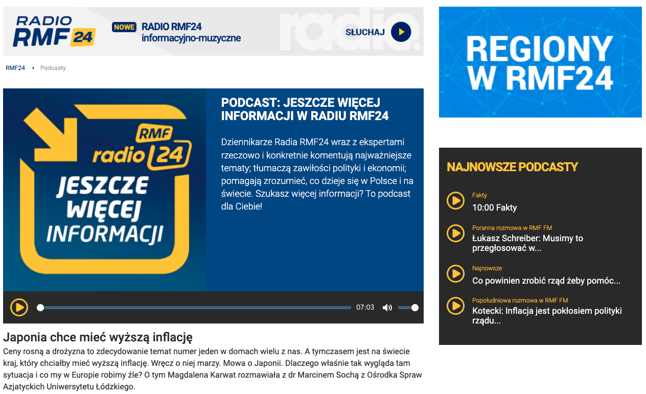 Zrzut ekranu strony internetowej RMF/Screenshot of the RMF website