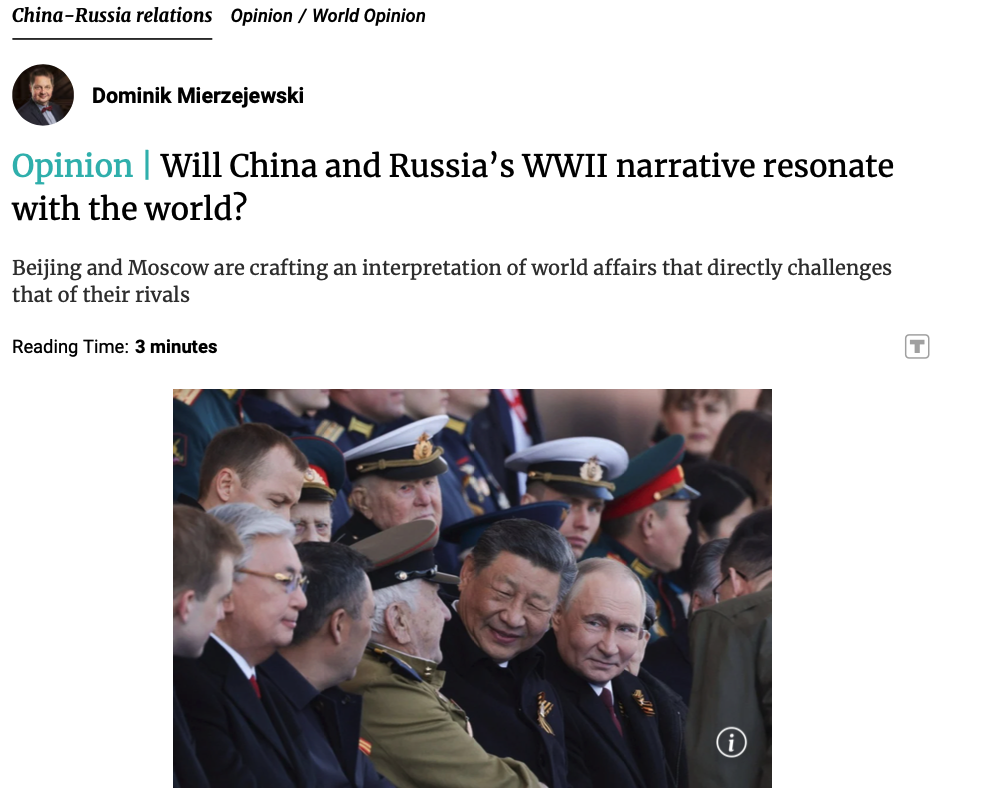 Zrzut ekranu z portalu South China Morning Post ze zdjęciem przedstawiającym Xi Jinpinga w otoczeniu grupy ludzi