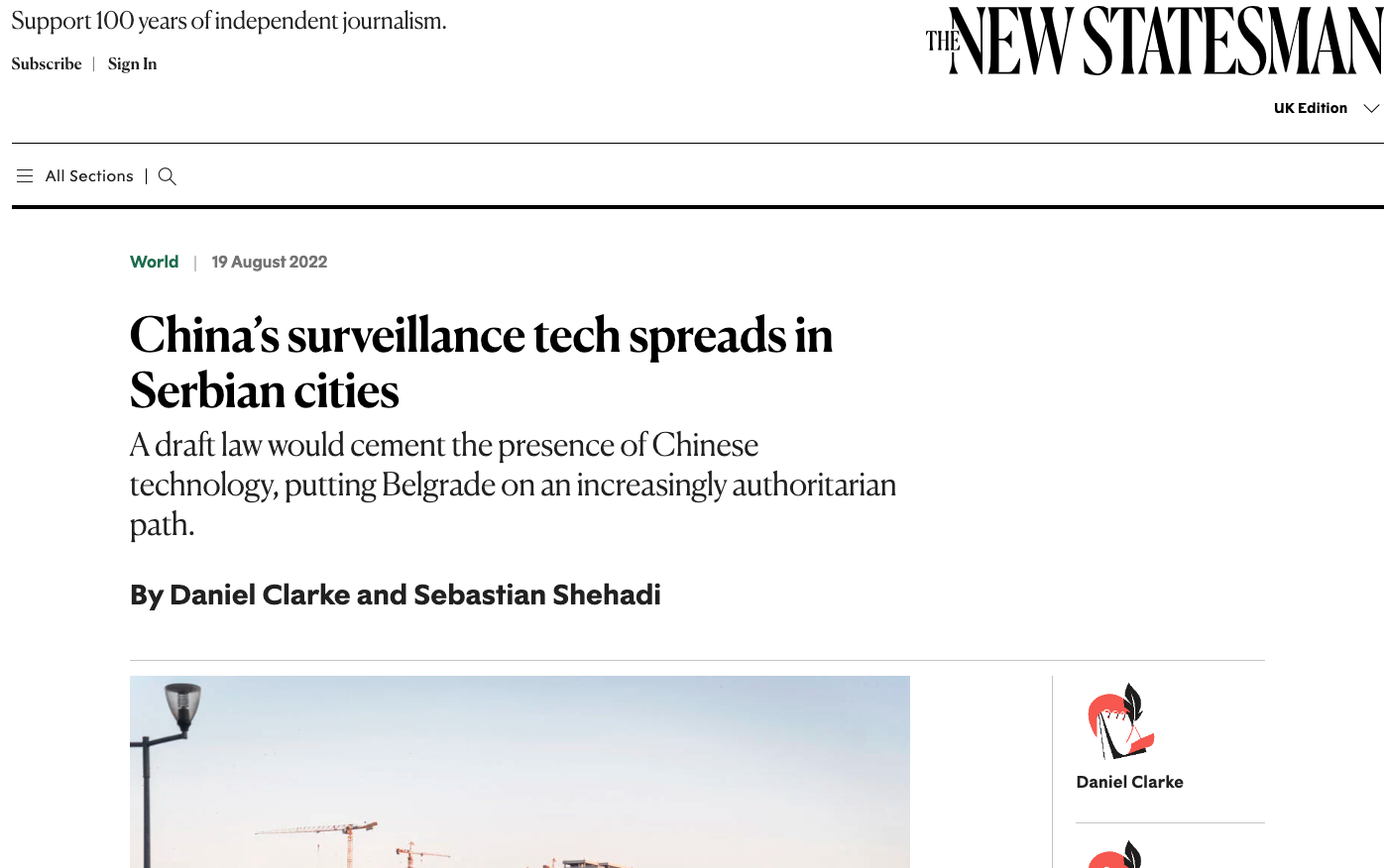 Zrzut ekranu strony internetowej z portalu The New Statesman/A screenshot of a website from The New Statesman