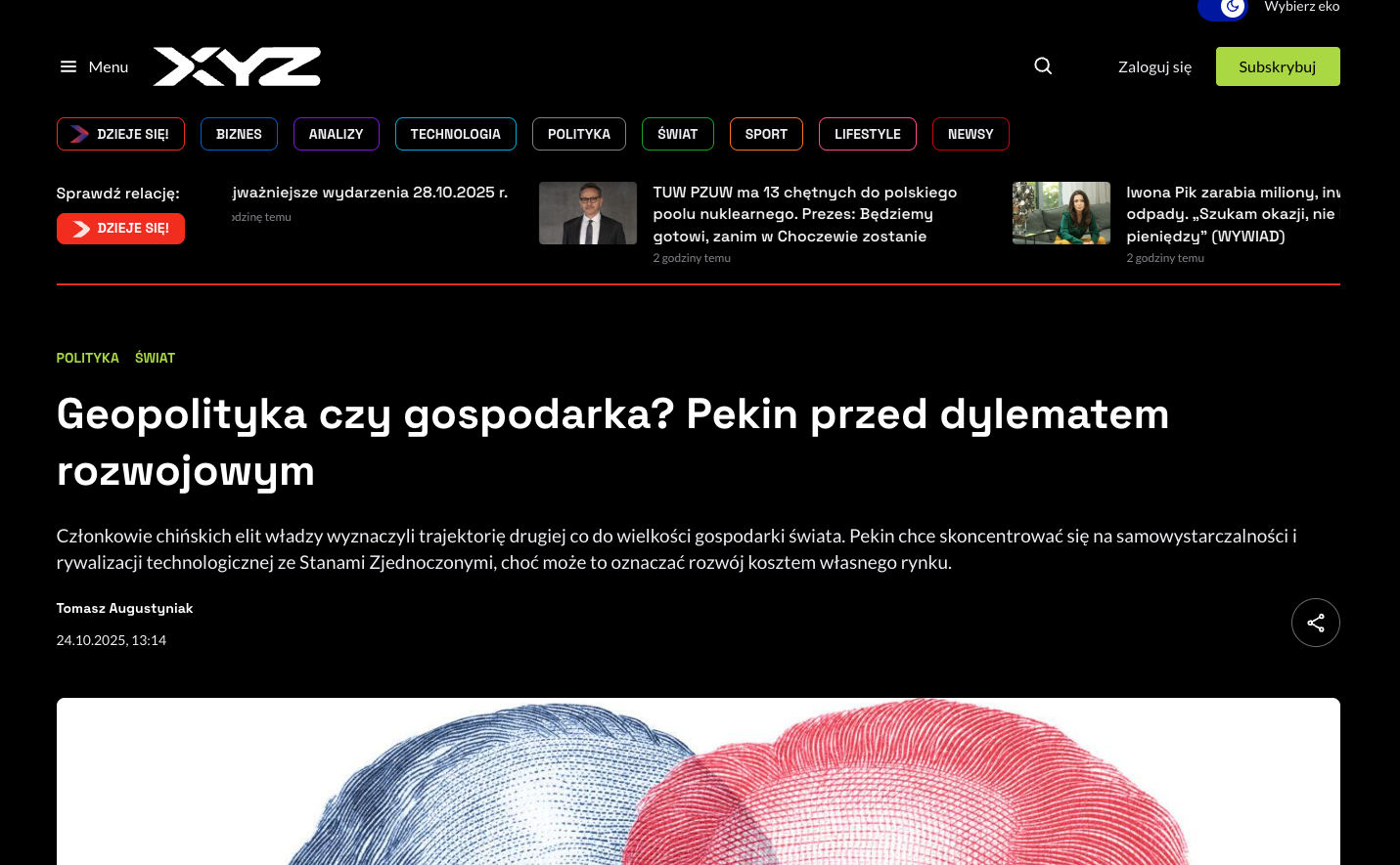 Zrzut ekranu strony portalu XYZ