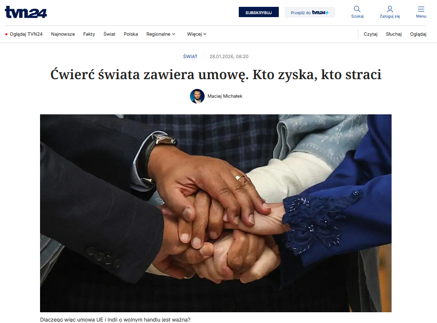 Screenshot form TVN24 website from January 28, 2026