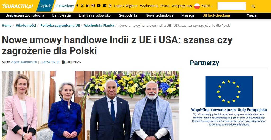 Screenshot from an article dated February 6, 2026, from the Euroactive.pl webportal