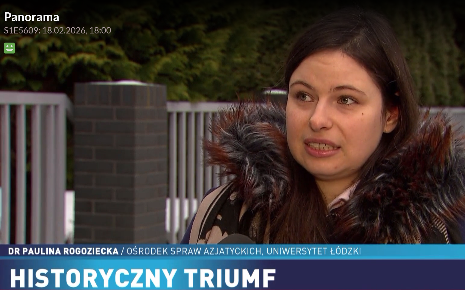 Screenshot from the Panorama TVP broadcast on 18 February 2026