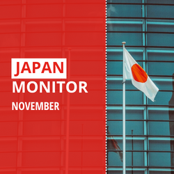 The text "Japanese Monitor November" on a red background, with the Japanese flag next to it