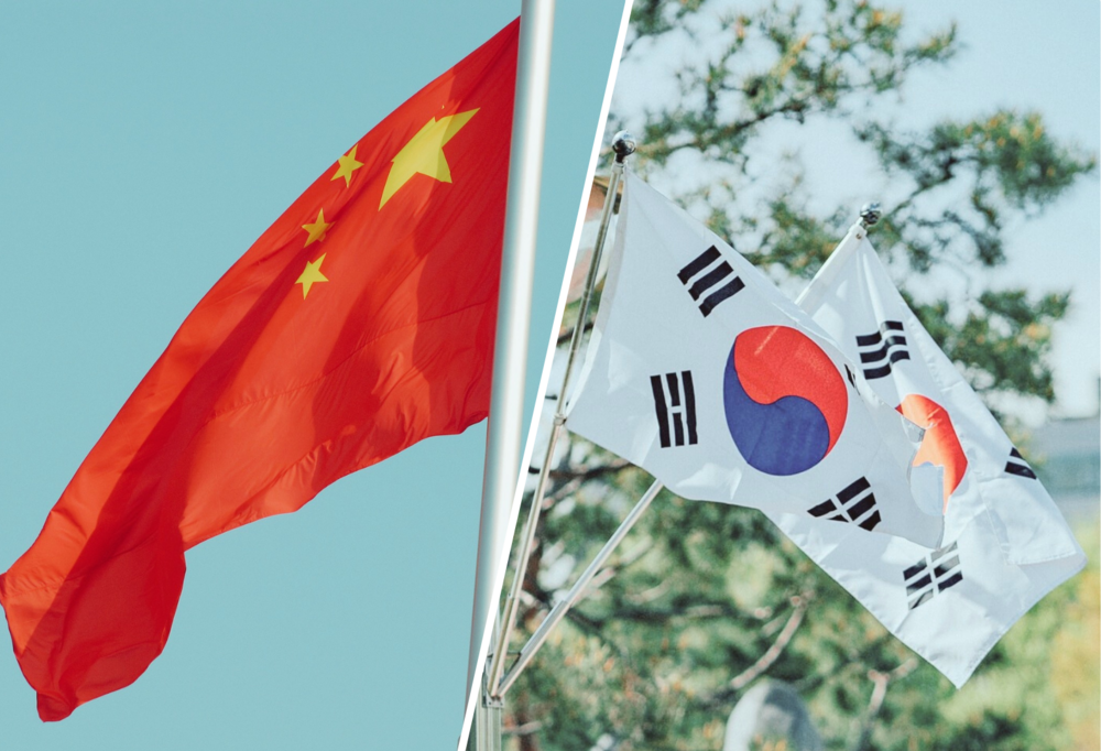 Flagi Chin i Korei Południowej