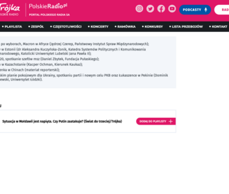 Zrzut ekranu strony internetowej Trójka Polskie Radio/Screenshot of Trójka Polskie Radio website