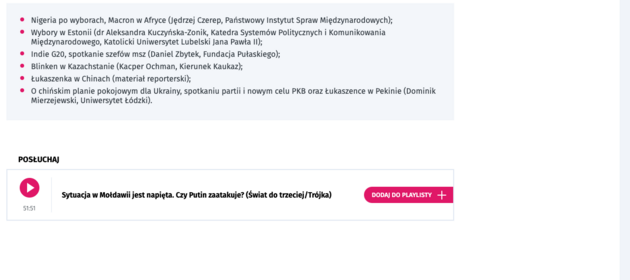 Zrzut ekranu strony internetowej Trójka Polskie Radio/Screenshot of Trójka Polskie Radio website
