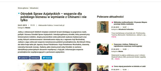Zrzut ekranu strony internetowej Urzędu Miasta Łodzi/Screenshot of the website of the City of Łódź Office