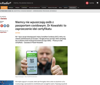 Zrzut ekranu strony internetowej Polskiego Radia/Screenshot of the Polskie Radio website