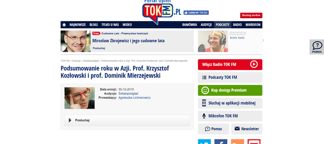 Zrzut ekranu strony internetowej Radia Tok FM/Screenshot of Radio Tok FM website