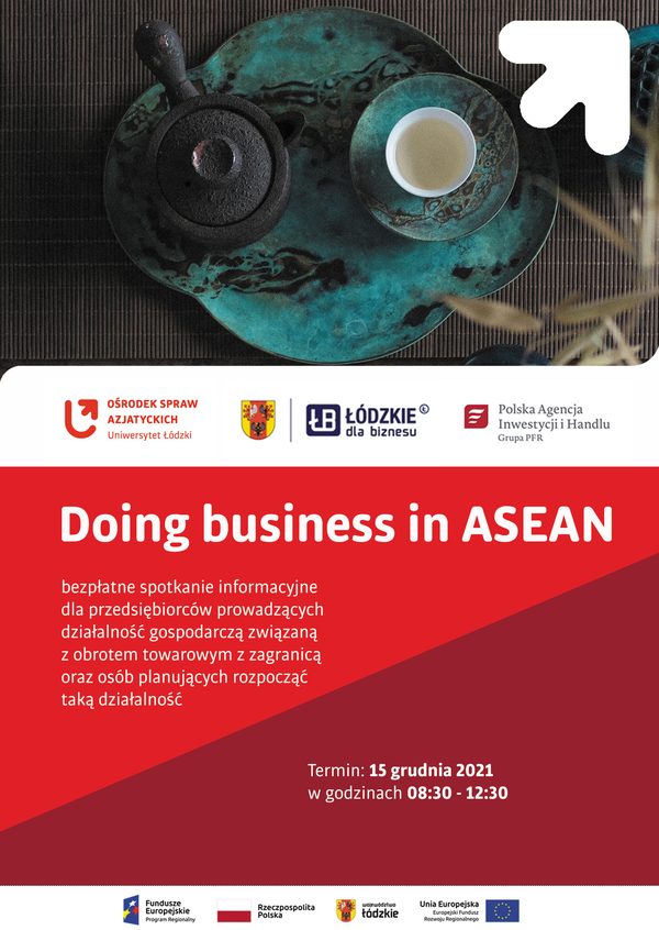Plakat informacyjny w sprawie spotkania Doing business in ASEAN/Information poster on the Doing business in ASEAN meeting