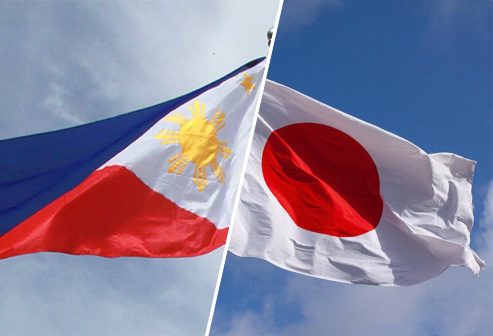 Po lewej stronie flaga Filipin, a po prawej stronie flaga Japonii/On the left is the flag of the Philippines and on the right is the flag of Japan