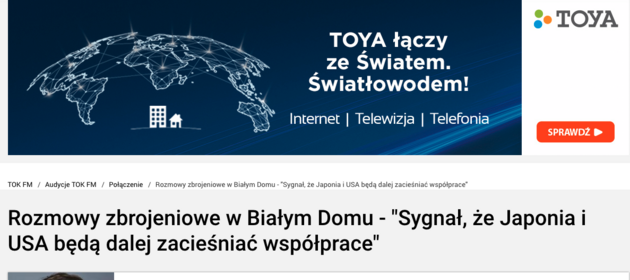 Zrzut ekranu strony internetowej Radia Tok FM/Screenshot of Radio Tok FM website