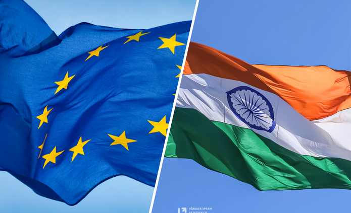 Flagi Unii Europejskiej i Indii