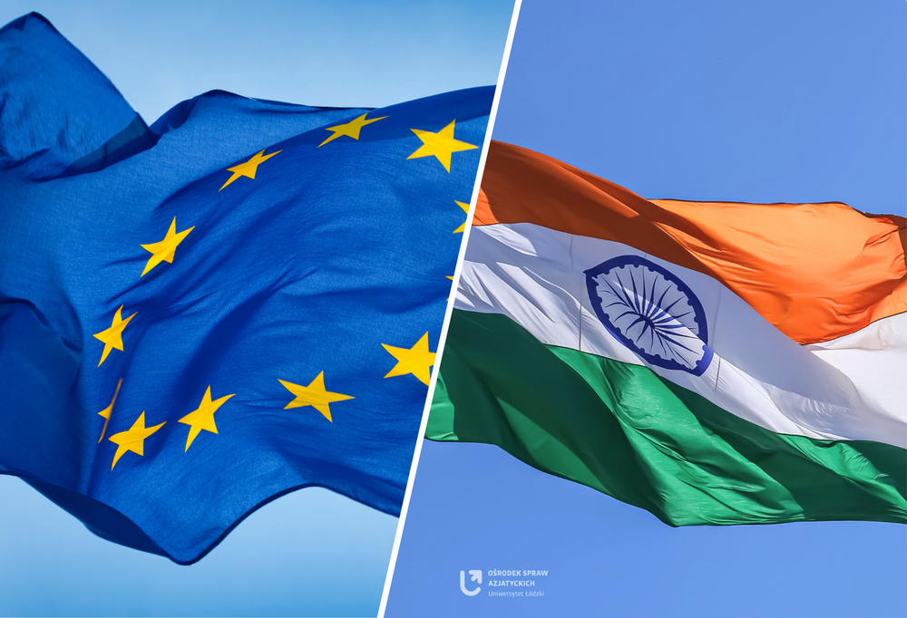 Flagi Unii Europejskiej i Indii