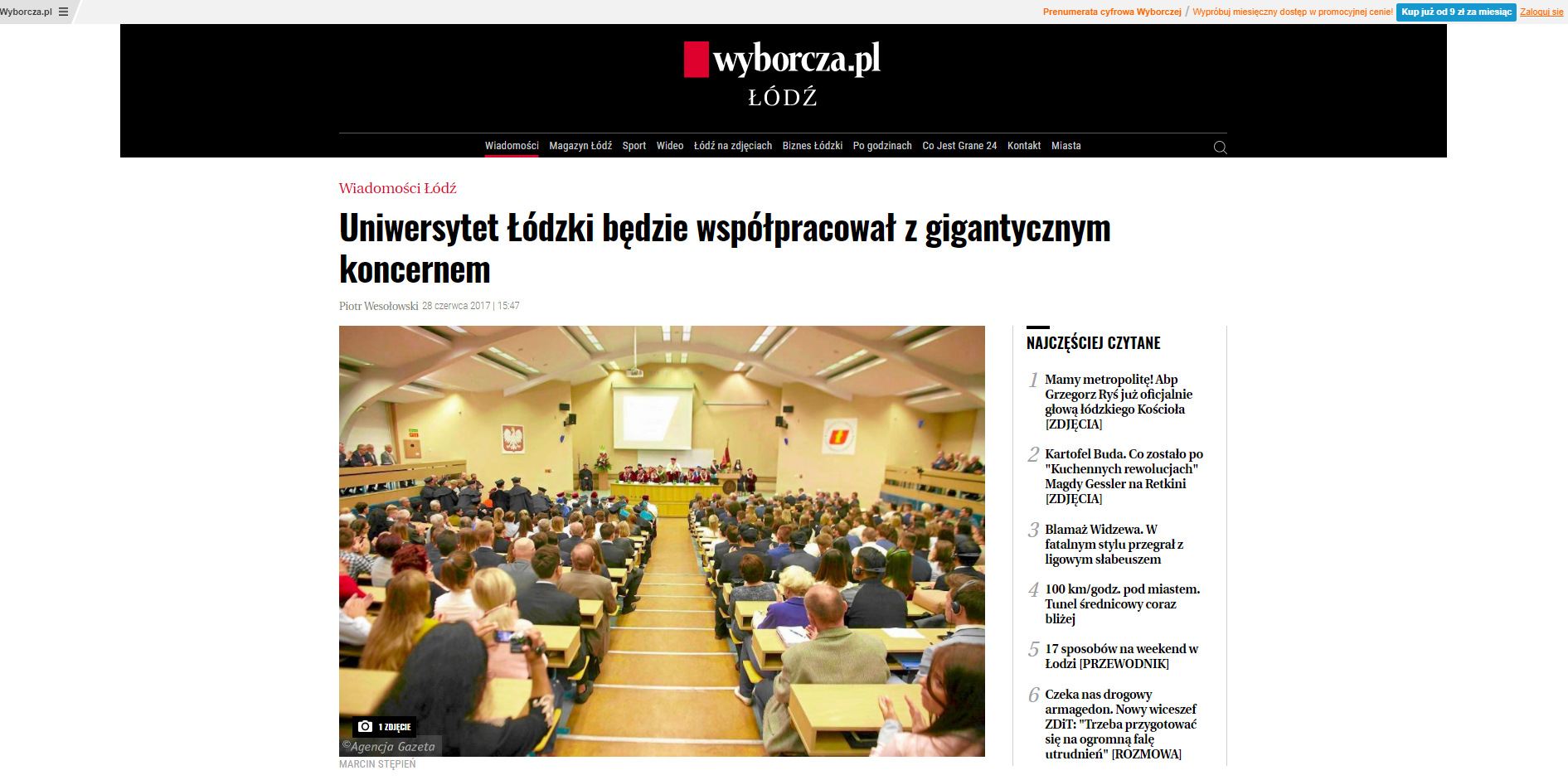 Zrzut ekranu strony internetowej Gazaty Wyborczej/Screenshot of the Gazeta Wyborcza website